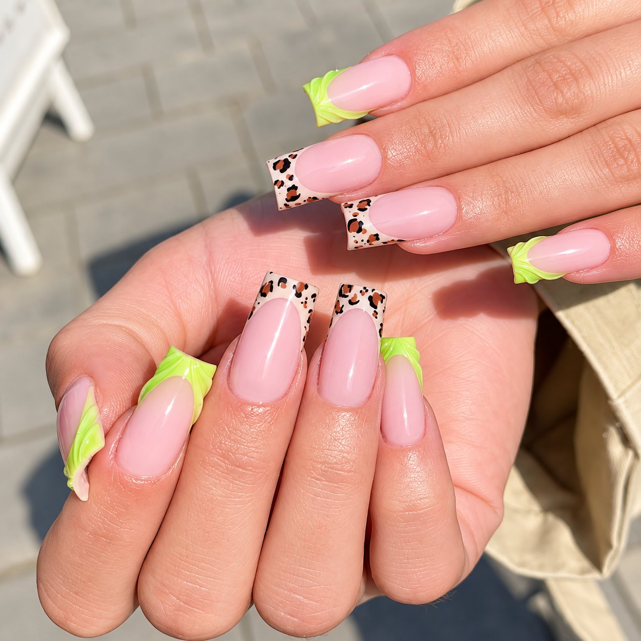 French with leopard print & lime accent